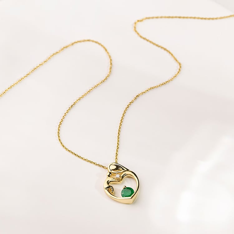 Silberner Anhänger Mutter und Kind mit Smaragd und Diamant Ella 153119