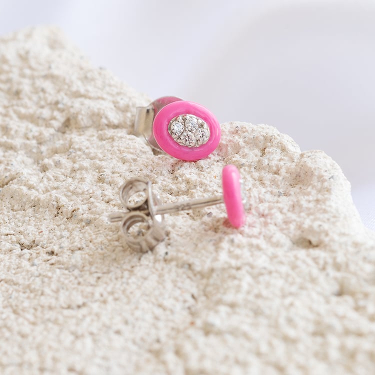 Ovale Ohrstecker aus Keramik mit Lab Grown Diamanten Ethel 123044