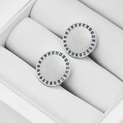 Manschettenknöpfe aus Silber mit blauen Diamanten Tallis