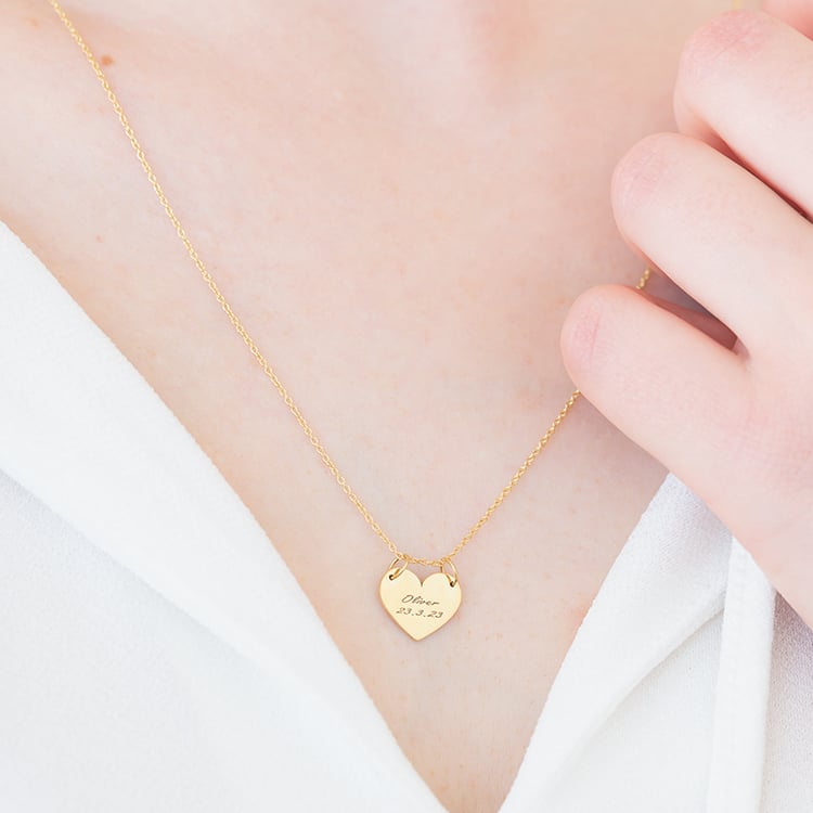 Goldenes Herz mit Gravur Ihrer Wahl Monme 125574