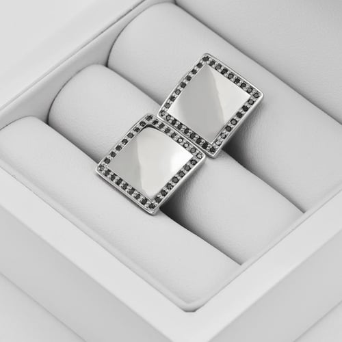 Silberne Manschettenknöpfe mit schwarzen Diamanten Urban