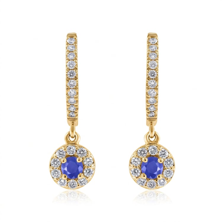 Wunderschöne silberne Ohrringe mit blauen Saphiren und Lab Grown Diamanten Donna 169442