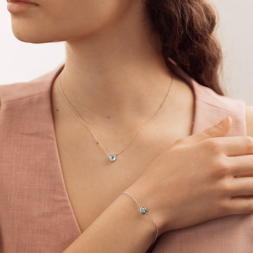 Silberkette mit Aquamarin Jonie
