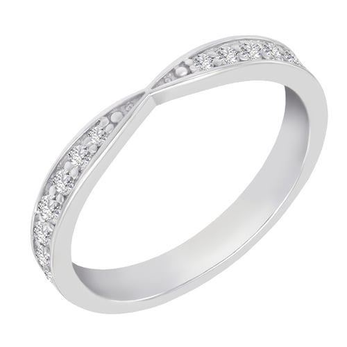 Eheringe aus einem Eternity-Ring mit Moissaniten und einem flachen Ring Turpein