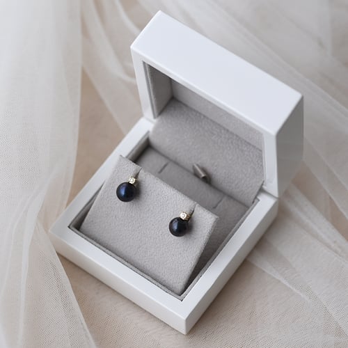 Schwarze Perlenohrringe mit Diamanten Morisah