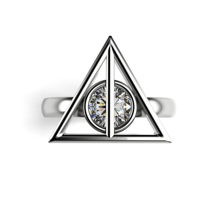 Magischer Goldring Harry Potter mit Moissanit 48758