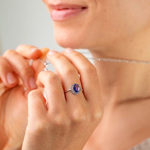 Schmuck Set mit Tansanit und Diamanten Bizot