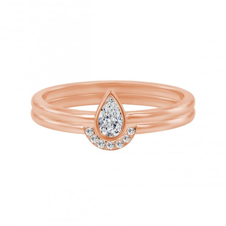 Ringset aus 585 Gold mit zertifiziertem Tropfendiamant Ralyas 22477