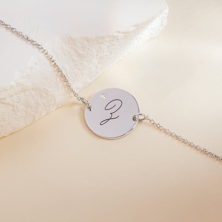 Armband aus Platin mit Diamant und Buchstabengravur Dian 150454