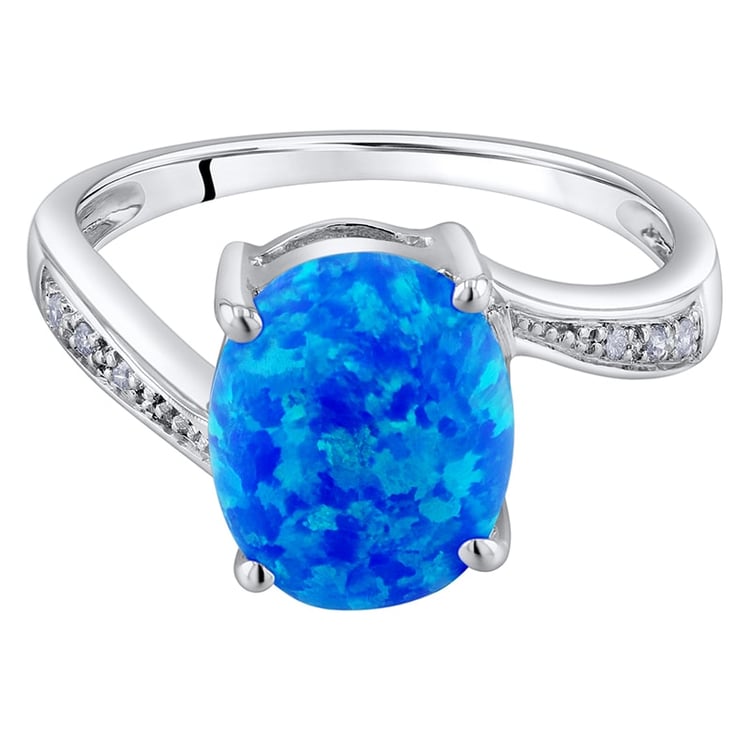Ring mit blauem Opal und Diamanten 32646