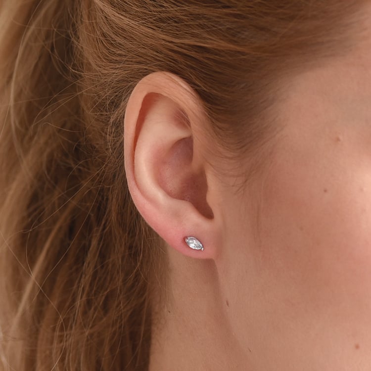 Minimalistische Ohrstecker aus Silber mit Aquamarin Andine 60351