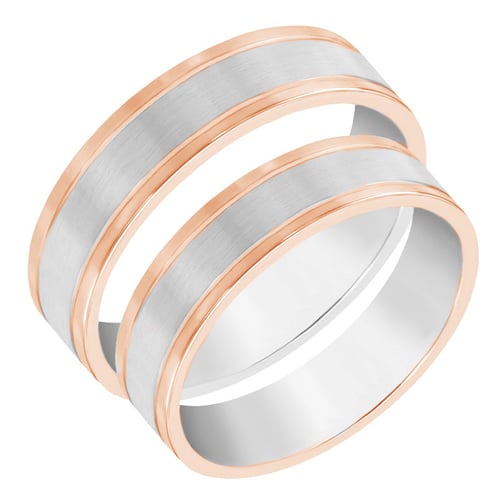 Flache zweifarbige Eheringe aus Gold Mayne
