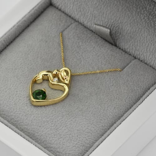Anhänger Mutter und Kind mit Diopsid und Diamant Ella