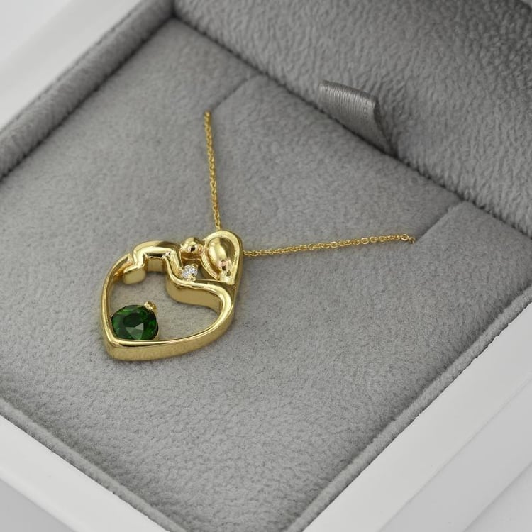 Anhänger Mutter und Kind mit Diopsid und Diamant Ella 40422