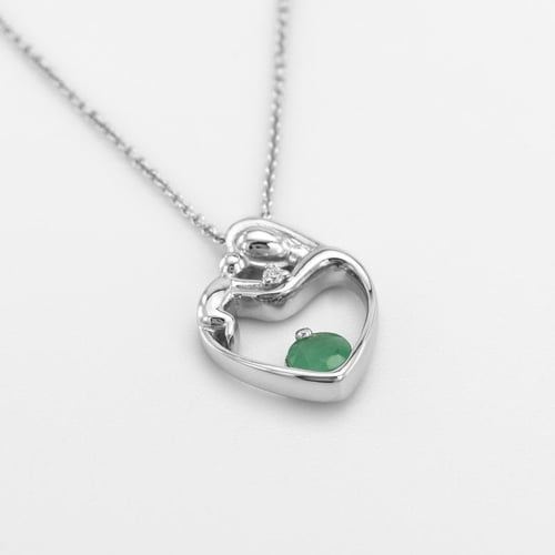 Anhänger Mutter und Kind mit Smaragd und Diamanten Ella
