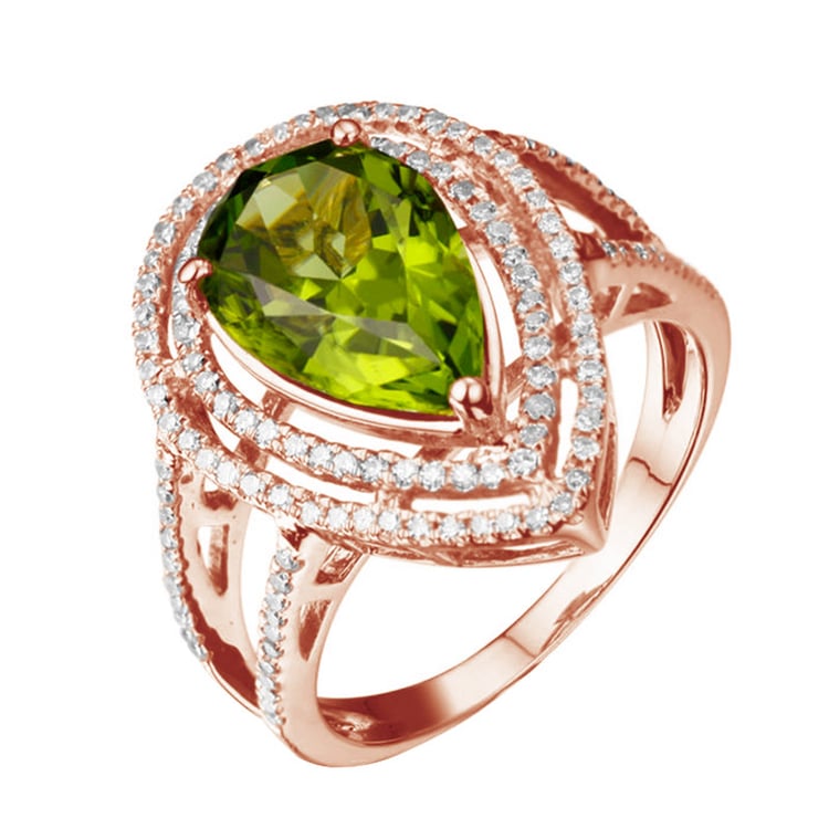 Ring aus Gold mit 4.91ct Olivin und Diamanten Kierah 90546