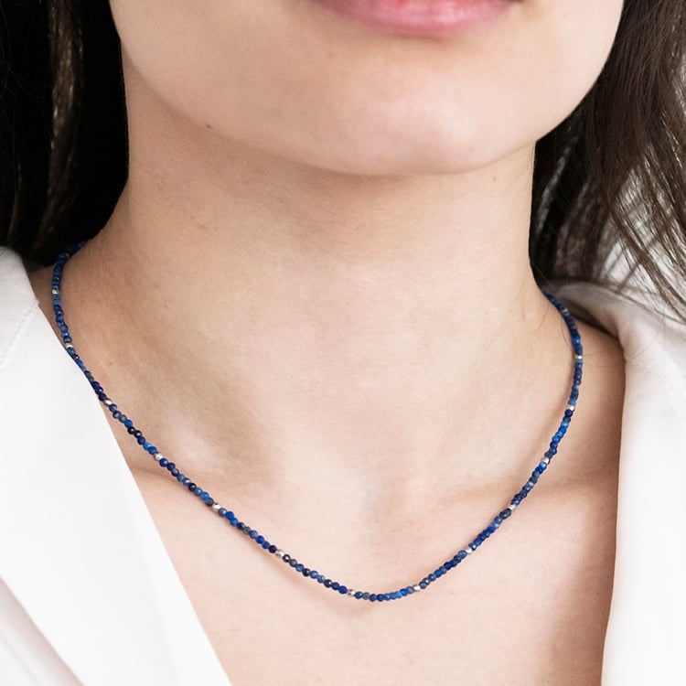Vergoldete Kette aus Silber mit Lapislazuli-Perlen Lauryn 115663
