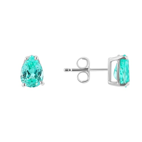 Goldene Ohrstecker mit tropfenförmigem Lab Grown Paraiba Turmalin Yara
