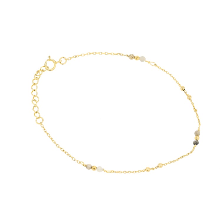 Vergoldetes Armband aus Silber mit Smaragd-Perlen Keeley