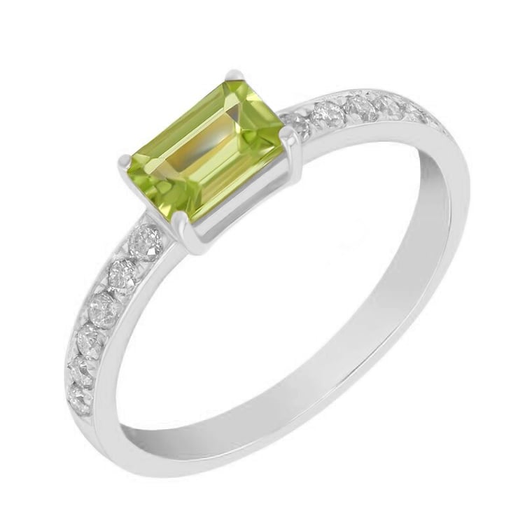 Weissgoldring mit Olivin