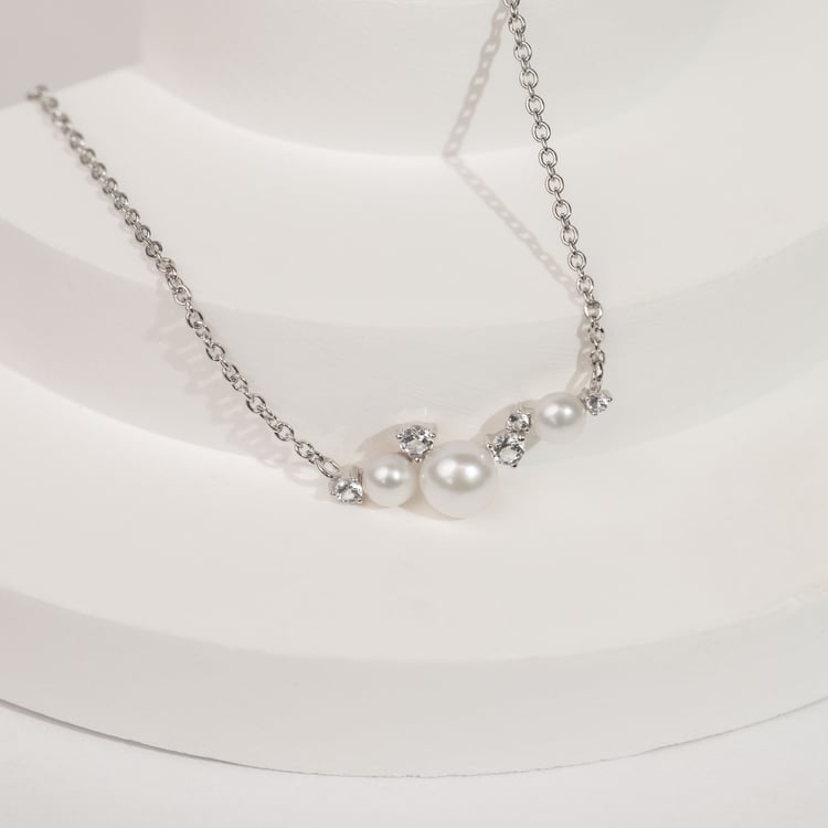 Silberner Perlenanhänger mit weißen Topasen Tahira 163946