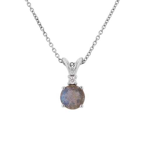 Goldener Anhänger mit Labradorit und Diamant Timotei