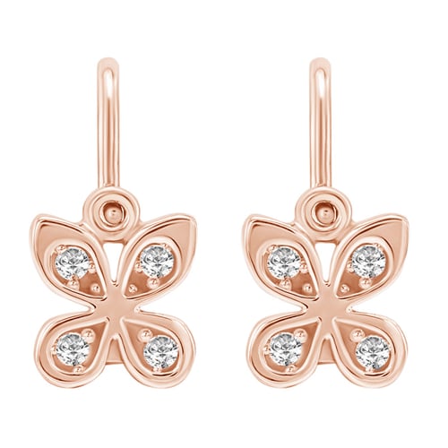 Kinderohrringe aus Gold in Form eines Schmetterlings mit Lab Grown Diamanten Madeleine