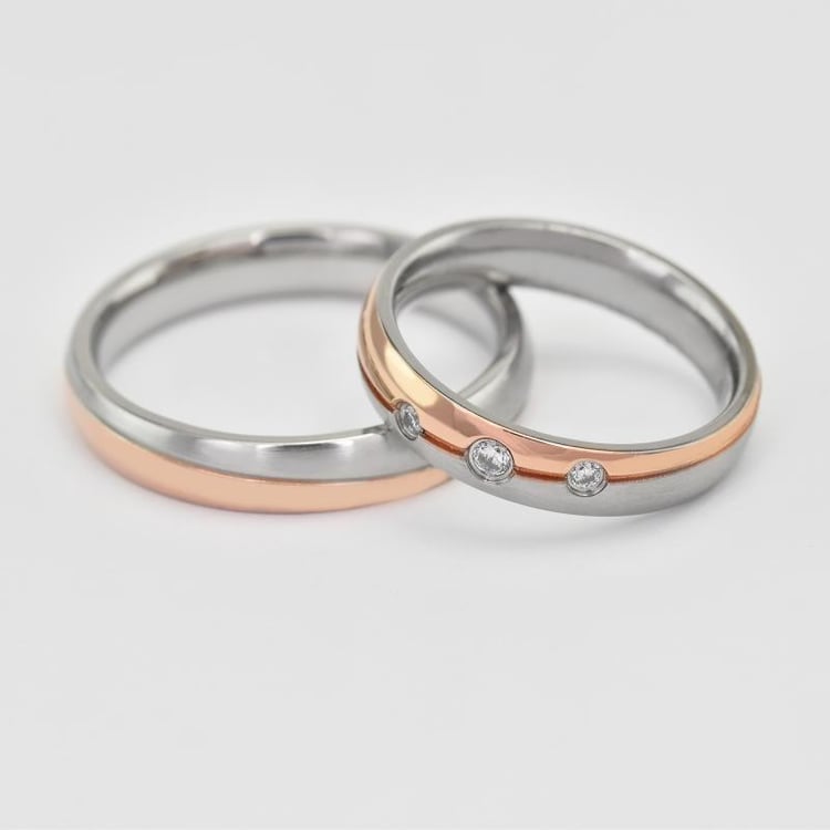 Eheringe aus mehrfarbigem Gold und mit Diamanten Abner 21877