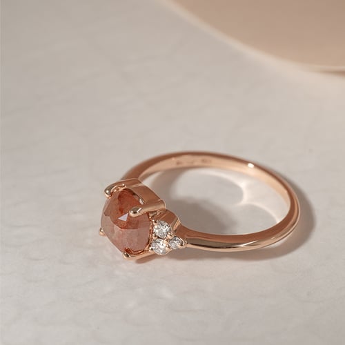 Ring aus Gold mit einem Salt and Pepper Diamanten Agathe