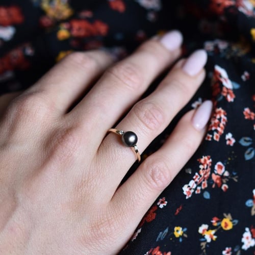 Goldring mit Perle und Diamanten Alisha
