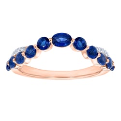 Eleganter Goldring mit Saphiren und Lab Grown Diamanten Sona