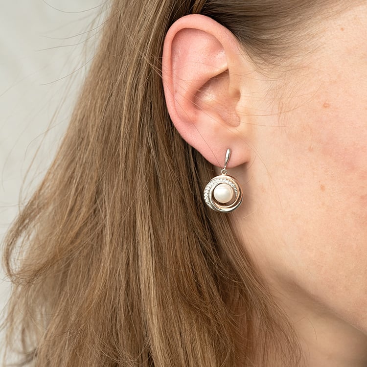 Hängende Silberohrringe mit Perlen Pajis 121367