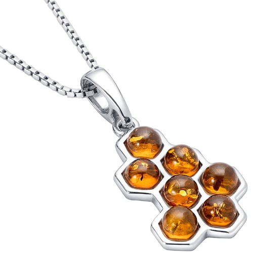 Silberner Anhänger mit Bernstein Honey