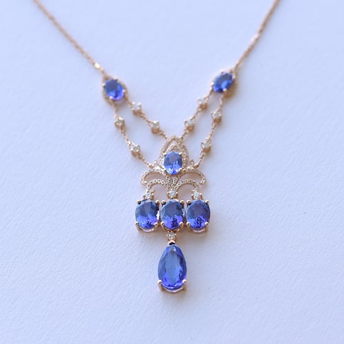 Halskette mit Tansaniten und Diamanten Noeti