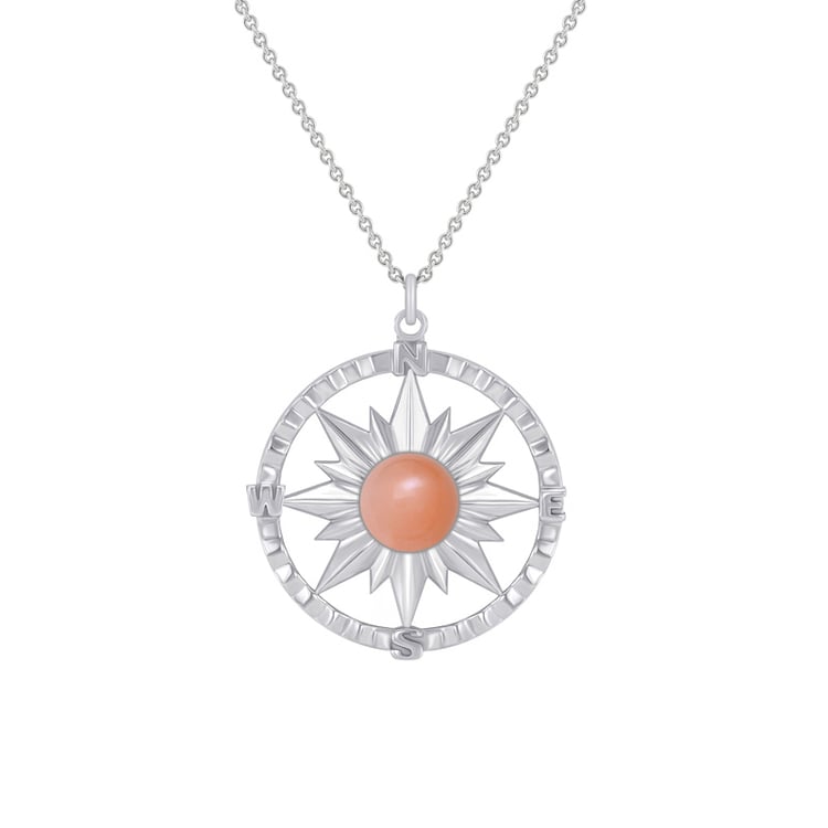 Goldene Kette Kompass mit pfirsichfarbenem Mondstein Pinto 49137