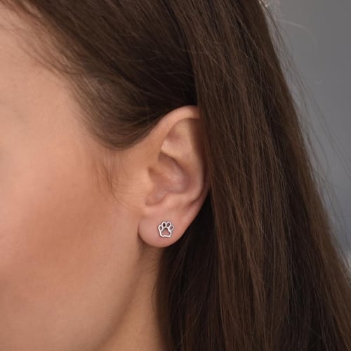 Silberne Ohrringe mit Hundepfötchen Devie