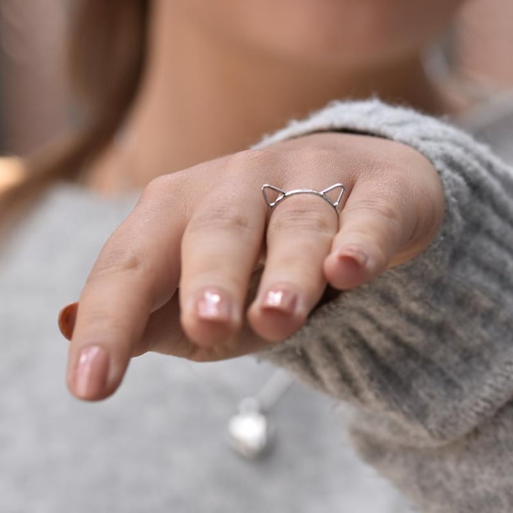 Ring aus Silber mit Katzenohren 35314