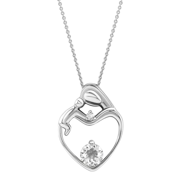 Silberner Anhänger Mutter und Kind mit Moissanit und Lab Grown Diamant Ella 108232