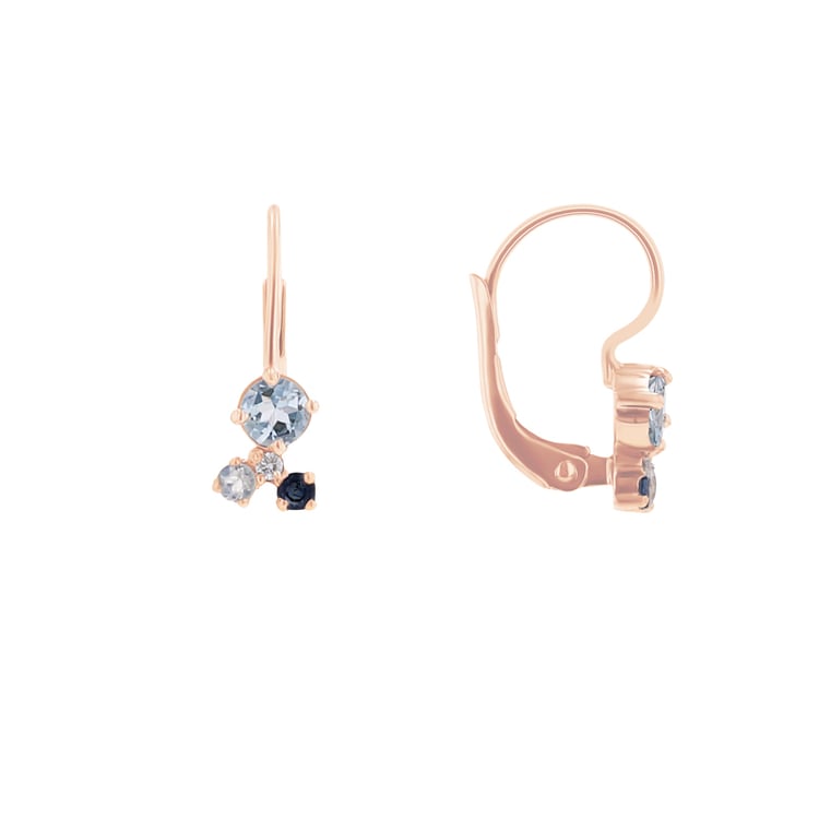 Hängeohrringe mit Mondstein, Aquamarin, Saphir und einem Diamanten Kerrie 110717