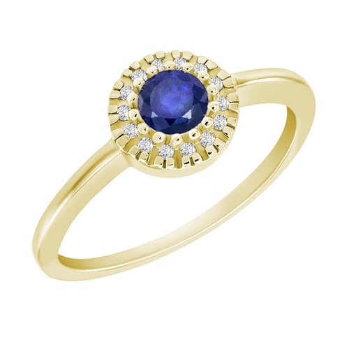 Goldring mit zentralem Saphir mit Diamanten Tafne