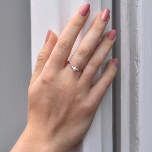 Eleganter Silberring mit einer Perle und Lab Grown Diamanten Azana