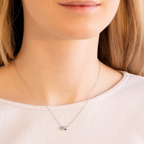 Cluster-Kette mit Mondstein, Aquamarin, Saphir und einem Diamanten Millie