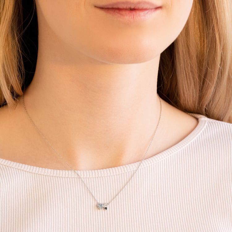 Cluster-Kette mit Mondstein, Aquamarin, Saphir und einem Diamanten Millie 101111