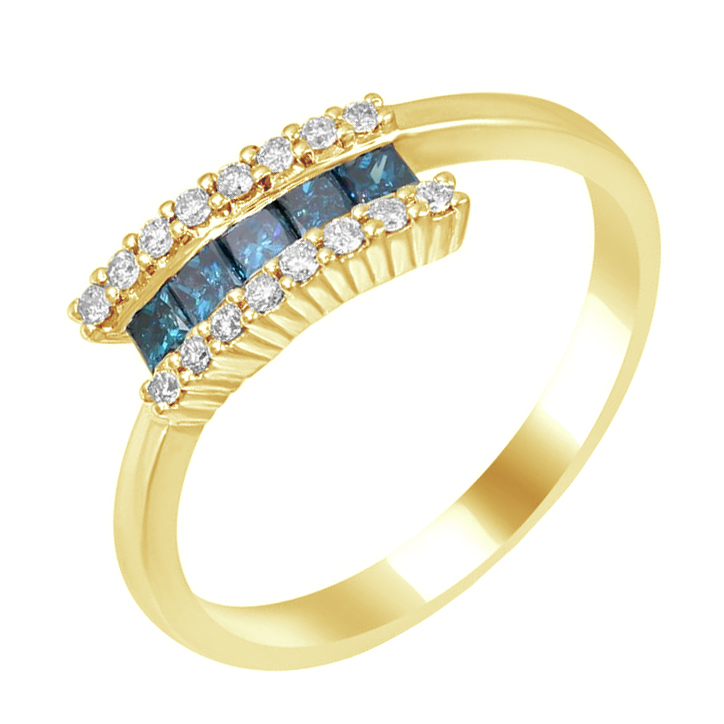 Goldring mit blauen Diamanten 79085