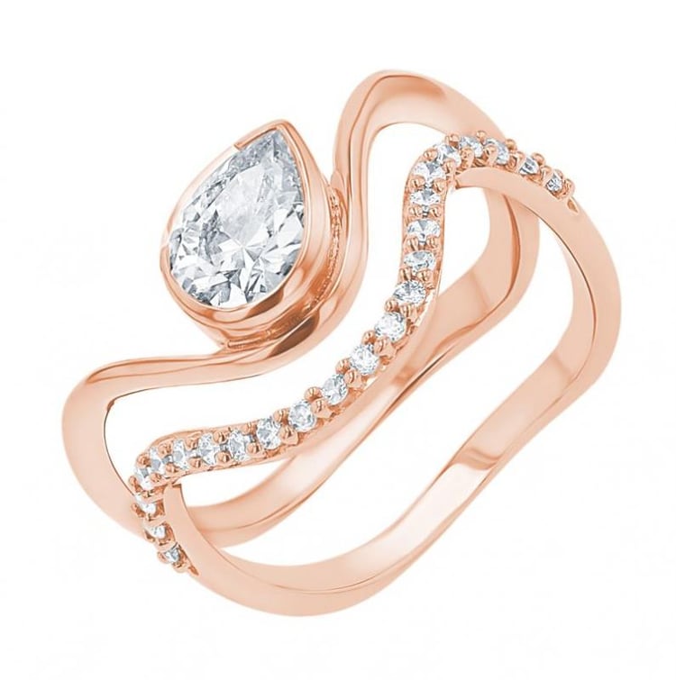 Original Verlobungs-Set aus Ringen mit Moissaniten 156506