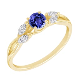 Verlobungsring mit Tansanit und Lab Grown Diamanten in Marquise Form Haly