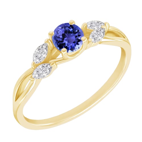 Verlobungsring mit Tansanit und Lab Grown Diamanten in Marquise Form Haly