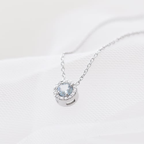 Halo-Anhänger mit Aquamarin und Diamanten Vicky