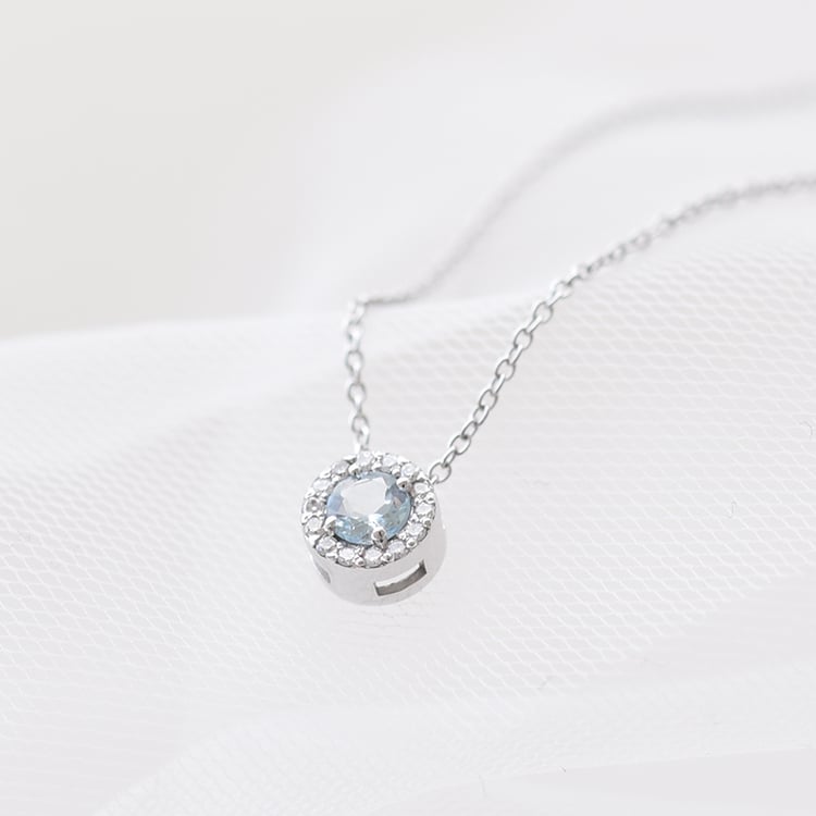 Halo-Anhänger mit Aquamarin und Diamanten Vicky 60994