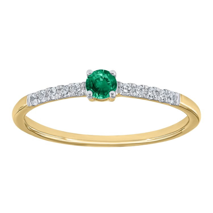 Silberring mit Smaragd und seitlichen Lab Grown Diamanten Mikey